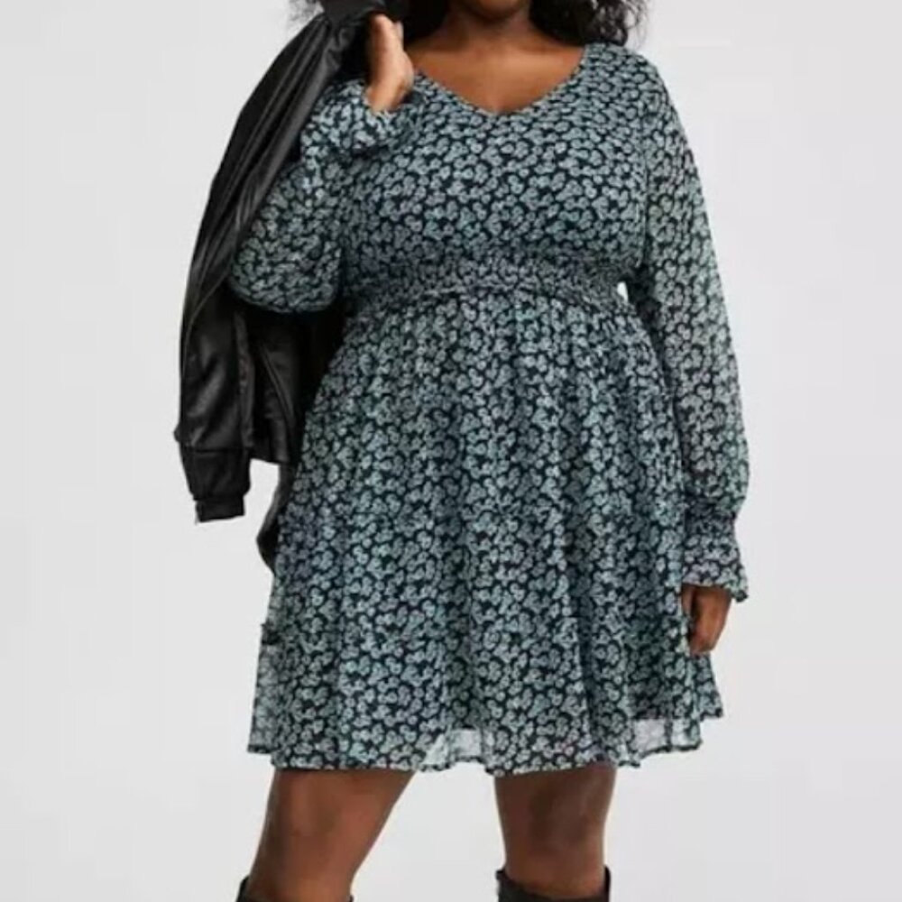 NWT Torrid Mini Lurex Chiffon Tiered Dress sz 1